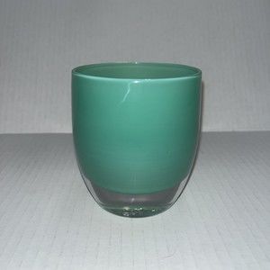 Glassybaby "Strength" Hand Blown Votive Candle Holder w/Sticker Green Simple